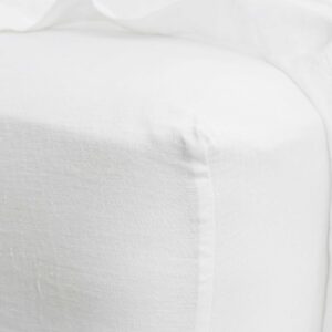 Washed Linen Fitted Sheet in White