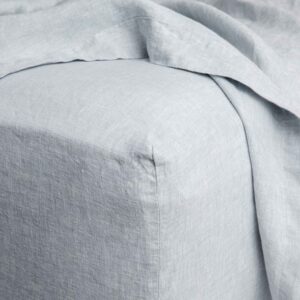 Washed Linen Fitted Sheet in Sky