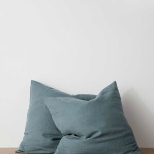 Classic Washed Linen Pillowcase Pair in Bluestone