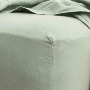 Washed Linen Fitted Sheet in Sage