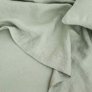 Washed Linen Flat Sheet in Sage