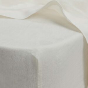 Washed Linen Fitted Sheet in Ivory
