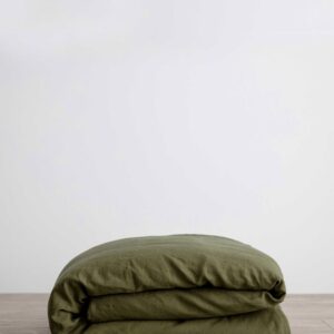 Washed Linen Duvet Cover in Forest