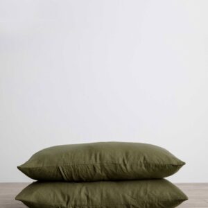 Washed Linen Pillowcase Pair in Forest