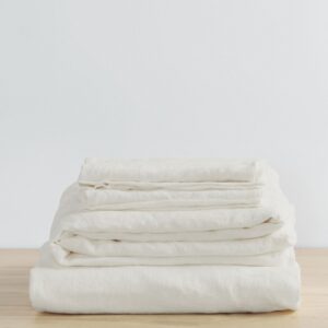 Washed Linen Complete Sheet Set in Ivory