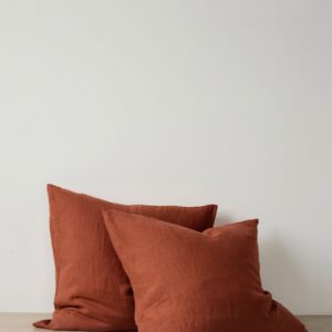 Classic Washed Linen Pillowcase Pair in Sienna