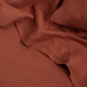 Washed Linen Flat Sheet in Sienna