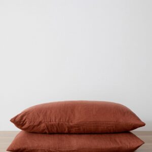 Washed Linen Pillowcase Pair in Sienna