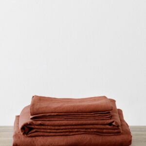 Washed Linen Complete Sheet Set in Sienna