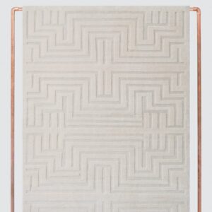 Natural Hand-Knotted Wool Area Rug in Ecru
